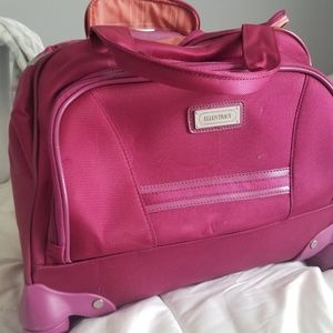 Pink ellen tracy rolling travel bag